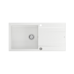 EVAN 146 XL GraniteQ zlewozmywak z syfonem Push 2 Open 1-komorowy z/o (1000x500x210; kom. 420x480) snow white / elementy stalowe