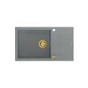 EVAN 136 XL GraniteQ zlewozmywak z syfonem Push To Open 1-komorowy z/o (860x500x210; kom. 420x490) silver stone / elementy złote