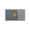 EVAN 136 XL GraniteQ zlewozmywak z syfonem Push To Open 1-komorowy z/o (860x500x210; kom. 420x490) silver stone / elementy miedziane