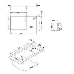 CADIT 50 kol. 81 BETON (1000x500) zlew Granital 1 kom. z syfonem POP-UP 3 1/2