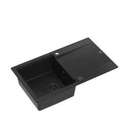 EVAN 111 GraniteQ zlewozmywak z syfonem Push 2 Open 1-komorowy z/o (860x500x210) pure carbon / elementy pure carbon