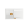 EVAN 111 GraniteQ zlewozmywak z syfonem Push 2 Open 1-komorowy z/o (860x500x210) snow white / elementy miedziane