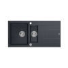 EVAN 156 GraniteQ zlewozmywak z syfonem Push To Open 2-komorowy z/o (1000x500x210; kom. 420x480) black diamond / elementy stalowe