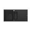 QUADRON EVAN 156 GraniteQ zlewozmywak z syfonem Push To Open 1,5-komorowy z/o (1000x500x210; kom. 420x480) pure carbon / elementy pure carbon