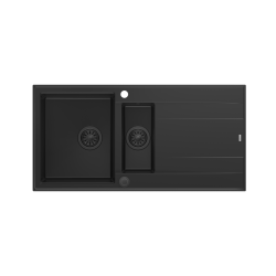 EVAN 156 GraniteQ zlewozmywak z syfonem Push To Open 2-komorowy z/o (1000x500x210; kom. 420x480) pure carbon / elementy pure carbon