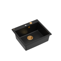 MORGAN 110 GraniteQ zlewozmywak pure carbon z syfonem Push To Open stal szlachetna 1-komorowy b/o + zaczepy 4 szt