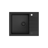 PETER 116 GraniteQ zlewozmywak granitowy pure carbon 1-komorowy z/o (62x50x20) z syfonem pure carbon i zaślepką kol. czarny