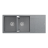QUADRON EVAN 121 GraniteQ zlewozmywak z syfonem Push To Open 2-komorowy z/o (1160x500x210; kom. 420x340) silver stone / elementy stalowe