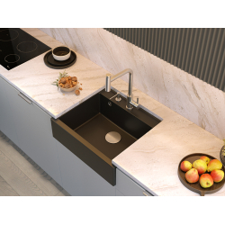 QUADRON BILL 110 GRANITEQ zlewozmywak wpuszczany 1-komorowy 595x540x205 mm, snow white / elementy złote