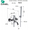 Bateria wannowa ścienna TOKYO Złoto szczotkowane Daniel Rubinetterie TX610.DP