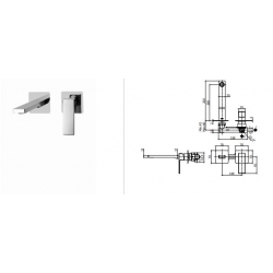 Bateria umywalkowa podtynkowa 250mm ELLE czarny mat Paffoni Rubinetterie EL106NO70