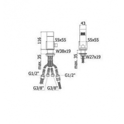 Bateria wannowa 2-otworowa (bez wylewki) LEVEL chrom Paffoni Rubinetterie LEC041CR