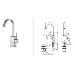 Bateria umywalkowa stojąca (bez korka) LEVEL chrom Paffoni Rubinetterie LEA878CR