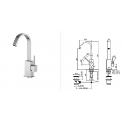 Bateria umywalkowa stojąca LEVEL chrom Paffoni Rubinetterie LEA877CR