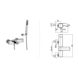 Bateria wannowa ścienna LEVEL chrom Paffoni Rubinetterie LEC026CR