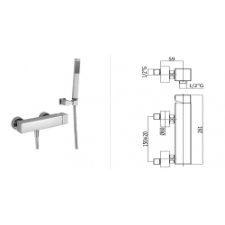 Bateria natryskowa ścienna LEVEL chrom Paffoni Rubinetterie LEC168DCR