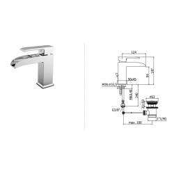 Bateria umywalkowa stojąca kaskada (clickclack) LEVEL chrom Paffoni Rubinetterie LES061KCR
