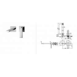 Bateria umywalkowa podtynkowa 200mm LEVEL chrom Paffoni Rubinetterie LES105CR70