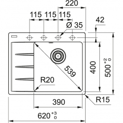 Zlewozmywak FRANKE Fragranit CNG 611-62 TL ociekacz z lewej strony, czarny mat 114.0633.124