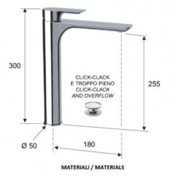 Bateria umywalkowa wysoka INFINITY chrom Daniel Rubinetterie IR607CR
