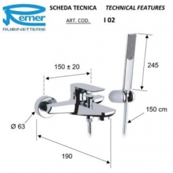 Bateria wannowa ścienna INFINITY chrom Daniel Rubinetterie IR610CR