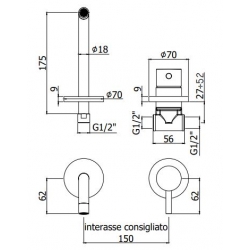 Bateria umywalkowa podtynkowa 175mm LIGHT czarny mat Paffoni Rubinetterie LIG006NO70
