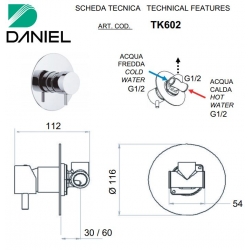 Bateria podtynkowa 1-drożna TOKYO czarny mat Daniel Rubinetterie TX602.15