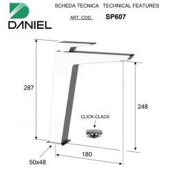 Bateria umywalkowa wysoka SPEED chrom Daniel Rubinetterie SP607BCR