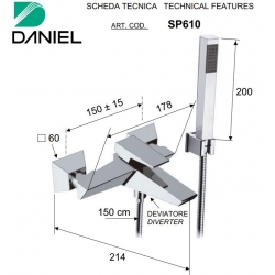 Bateria wannowa ścienna (korpus) SPEED chrom Daniel Rubinetterie SP610CR