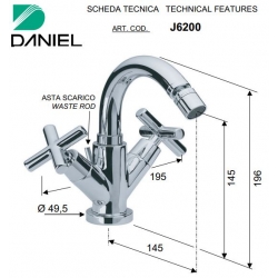 Bateria bidetowa stojąca JAX chrom Daniel Rubinetterie J6200CR