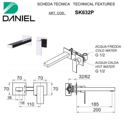 Bateria umywalkowa podtynkowa SKYLINE chrom Daniel Rubinetterie SK632PCR