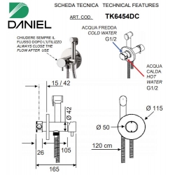 Bateria bidetowa podtynkowa TOKYO Złoto szczotkowane Daniel Rubinetterie TX6454DC.DP