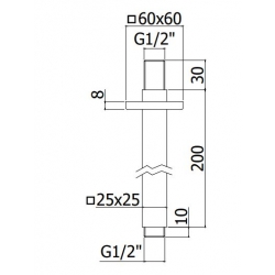 Ramię sufitowe kwadratowe 12cm chrom  Paffoni Rubinetterie ZSOF118CR