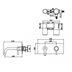 Bateria umywalkowa podtynkowa 175mm LIGHT czarny nikiel Paffoni Rubinetterie LIG101NKN