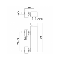 Bateria natryskowa ścienna (korpus) LEVEL stal szczotkowana Paffoni Rubinetterie LEC168ST