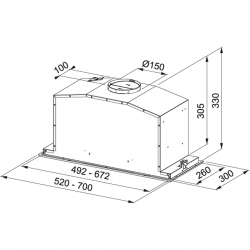 Okap podszafkowy FRANKE BOX PLUS GLASS FBI 737 XS/WH Stal szlachetna 305.0528.841