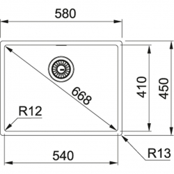 Zlewozmywak stalowy FRANKE BOX BXX 210/110-54 STAL SZLACHETNA JEDWAB 127.0453.660