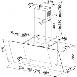 Okap kuchenny Evo Plus FPJ 625 V BK/SS Stal szlachetna / szkło 330.0528.064