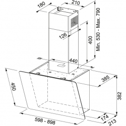 Okap ścienny Smart Vertical 2.0 FPJ 615 V BK/DG Czarne szkło 330.0573.294