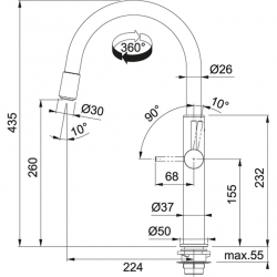Bateria Franke PESCARA UP&DOWN CZARNY MAT 115.0545.135