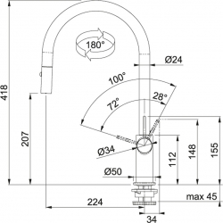 Bateria Franke AMBIENT PULL-OUT Biały polarny 115.0289.514