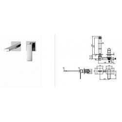 Bateria umywalkowa podtynkowa 150mm ELLE czarny mat Paffoni Rubinetterie EL104NO70