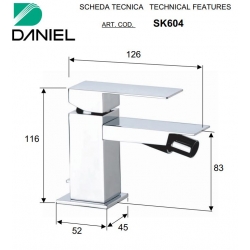 Bateria bidetowa stojąca (bez korka) SKYLINE chrom Daniel Rubinetterie SK604B